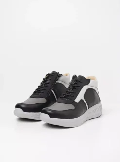 DAMES Wolky Hoge Veterschoenen|Herfst/Winter<Pep S2F - antraciet combi stretch leer