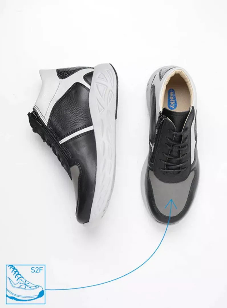 DAMES Wolky Hoge Veterschoenen|Herfst/Winter<Pep S2F - antraciet combi stretch leer