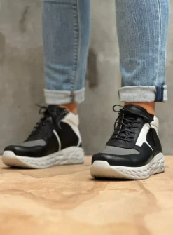 DAMES Wolky Hoge Veterschoenen|Herfst/Winter<Pep S2F - antraciet combi stretch leer