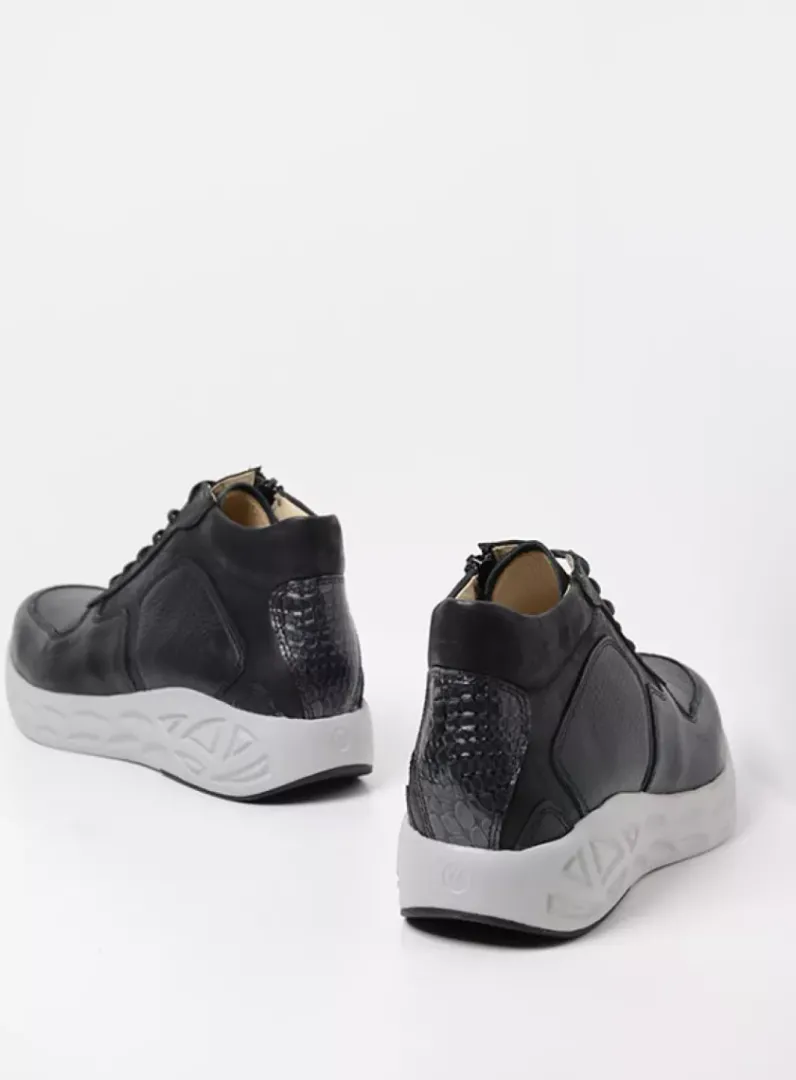 DAMES Wolky Hoge Veterschoenen|Herfst/Winter<Pep S2F - zwart combi stretchleer