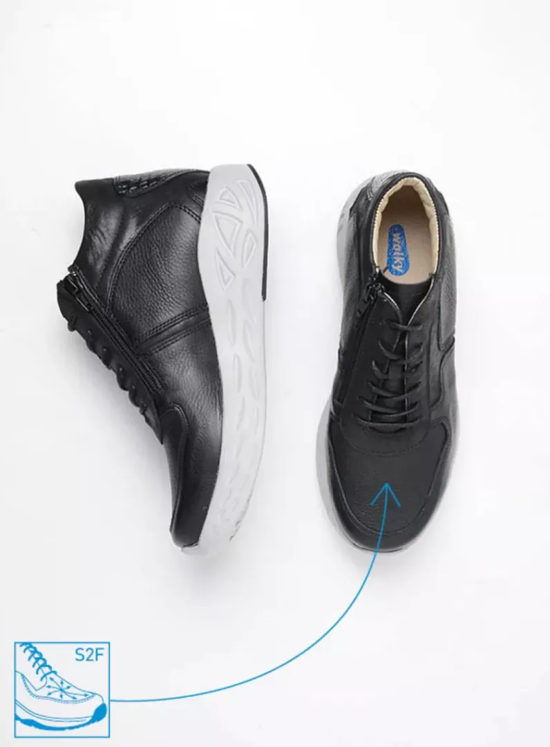 DAMES Wolky Hoge Veterschoenen|Herfst/Winter<Pep S2F - zwart combi stretchleer