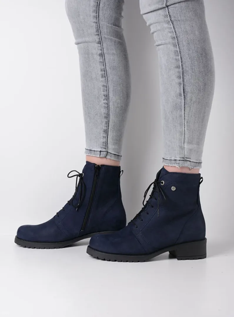 DAMES Wolky Veterlaarzen|Halfhoge Laarzen<Quinta F2F - blauw nubuck
