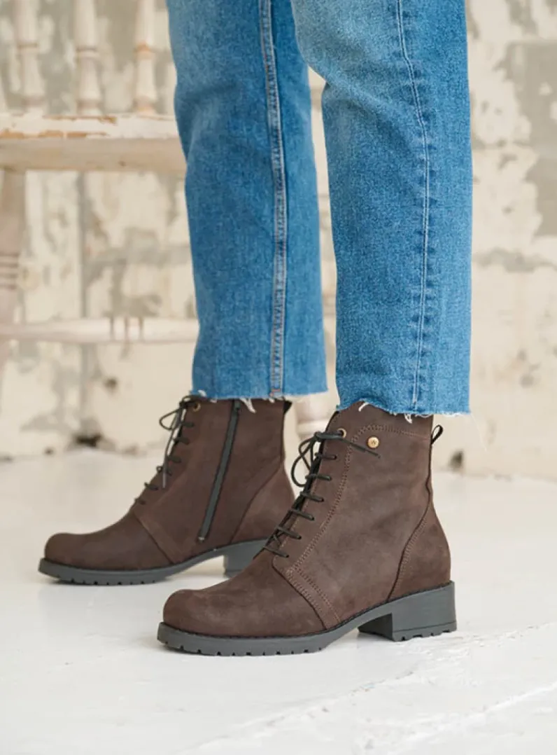DAMES Wolky Veterlaarzen|Halfhoge Laarzen<Quinta F2F - bruin nubuck
