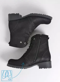 DAMES Wolky Veterlaarzen|Halfhoge Laarzen<Quinta F2F - zwart nubuck