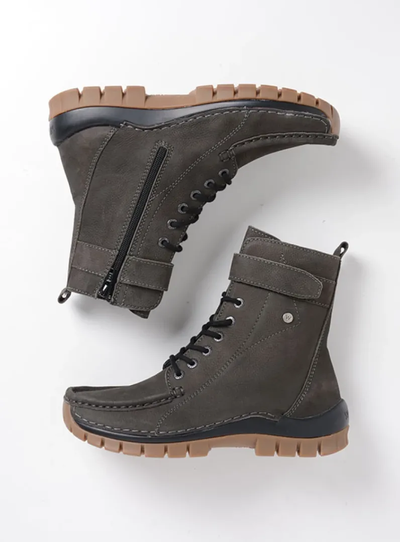 DAMES Wolky Hoge Veterschoenen|Veterlaarzen<Reach - asfalt nubuck