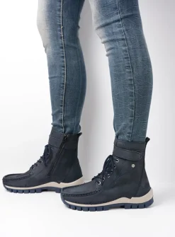 DAMES Wolky Hoge Veterschoenen|Veterlaarzen<Reach - blauw nubuck