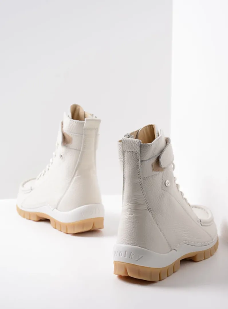 DAMES Wolky Hoge Veterschoenen|Veterlaarzen<Reach - creme wit leer