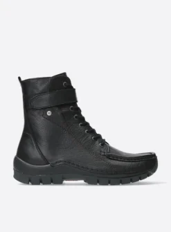 DAMES Wolky Hoge Veterschoenen|Veterlaarzen<Reach - zwart leer