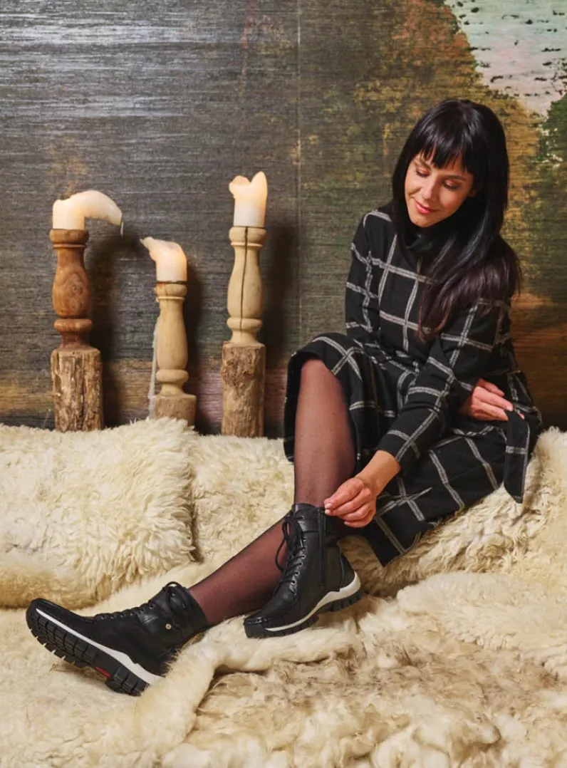 DAMES Wolky Hoge Veterschoenen|Veterlaarzen<Reach - zwart/wit leer