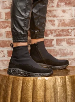 DAMES Wolky Wandelschoenen|Sneakers<Rebound S2F - zwart stretch suede