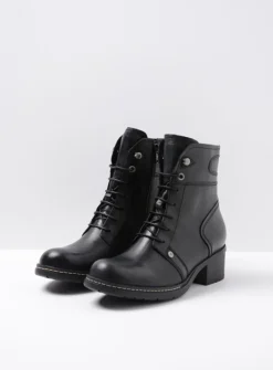 DAMES Wolky Veterlaarzen|Biker Boots<Red Deer CW - zwart leer