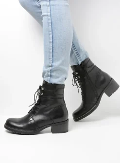 DAMES Wolky Veterlaarzen|Biker Boots<Red Deer CW - zwart leer