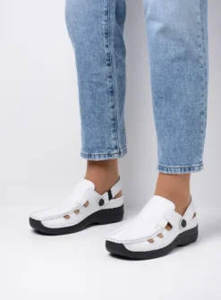 DAMES Wolky Slippers|Klompen<Roll Multi - wit leer