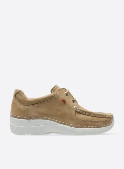 DAMES Wolky Lage Veterschoenen<Roll Shoe - beige nubuck