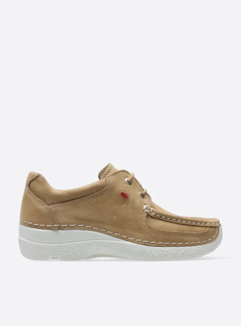 DAMES Wolky Lage Veterschoenen<Roll Shoe - beige nubuck