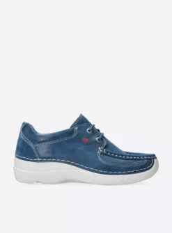 DAMES Wolky Lage Veterschoenen<Roll Shoe - blauw effectleer