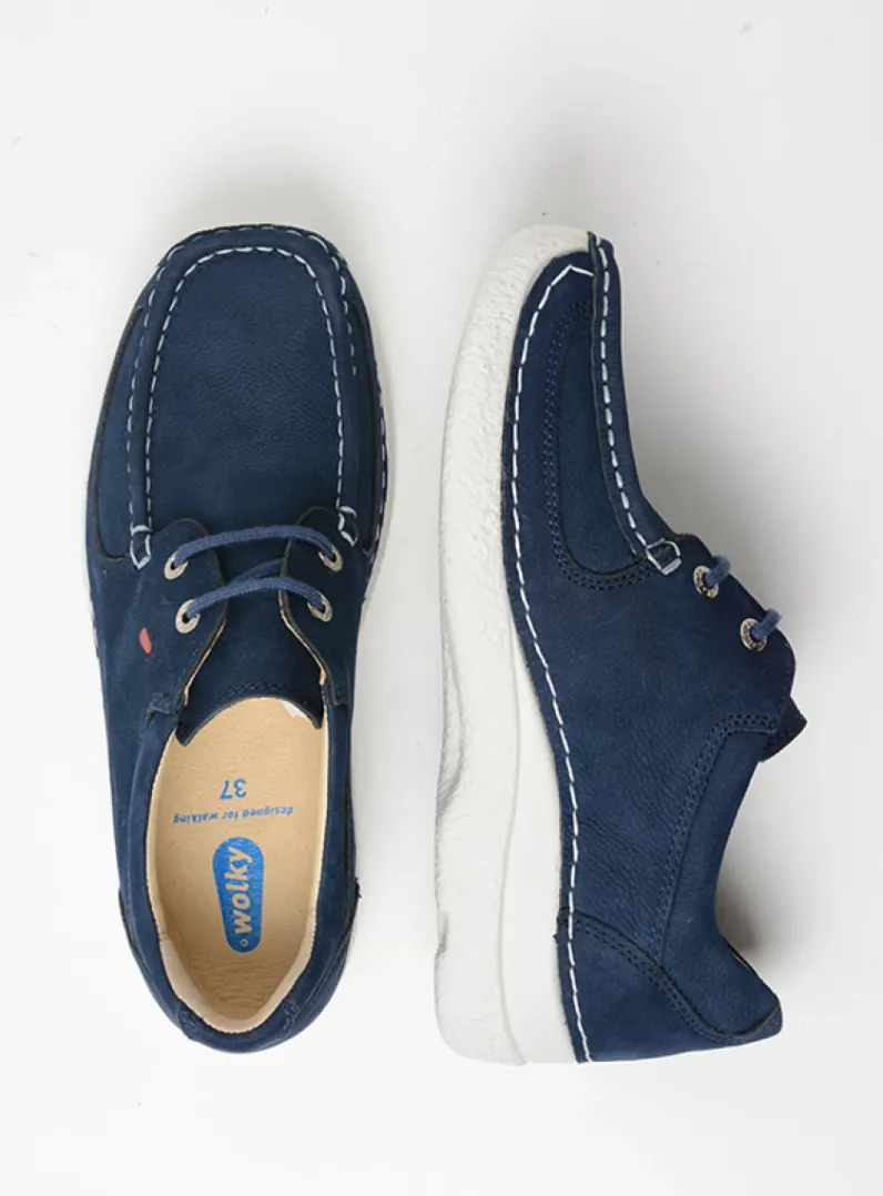 DAMES Wolky Lage Veterschoenen<Roll Shoe - denim nubuck