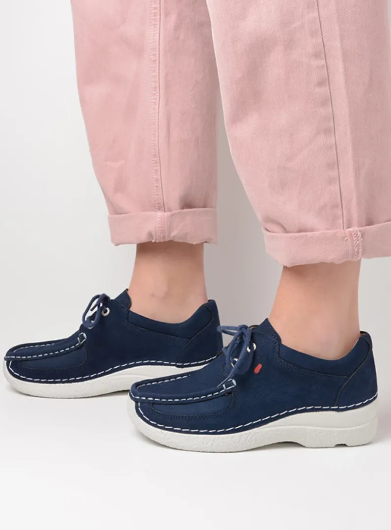 DAMES Wolky Lage Veterschoenen<Roll Shoe - denim nubuck