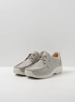 DAMES Wolky Lage Veterschoenen<Roll Shoe - lichtgrijs nubuck