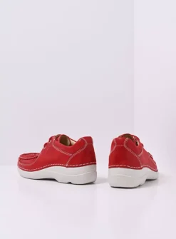 DAMES Wolky Lage Veterschoenen<Roll Shoe - rood effectleer