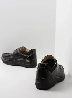 DAMES Wolky Lage Veterschoenen<Roll Shoe - zwart leer