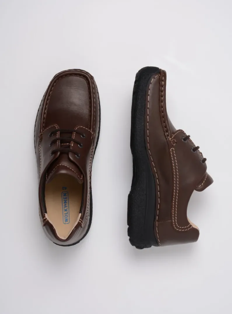 Heren Wolky Veterschoenen Heren|Comfortschoenen Heren<Roll Shoe Men - bruin leer