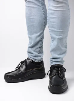 Heren Wolky Veterschoenen Heren|Comfortschoenen Heren<Roll Shoe Men - zwart leer