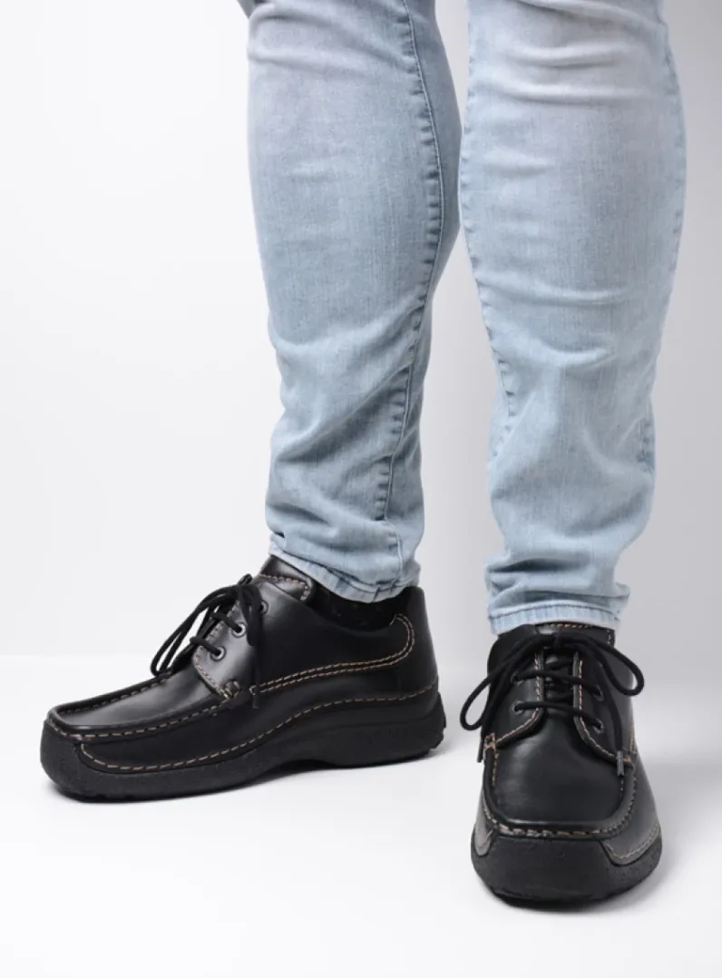 Heren Wolky Veterschoenen Heren|Comfortschoenen Heren<Roll Shoe Men - zwart leer