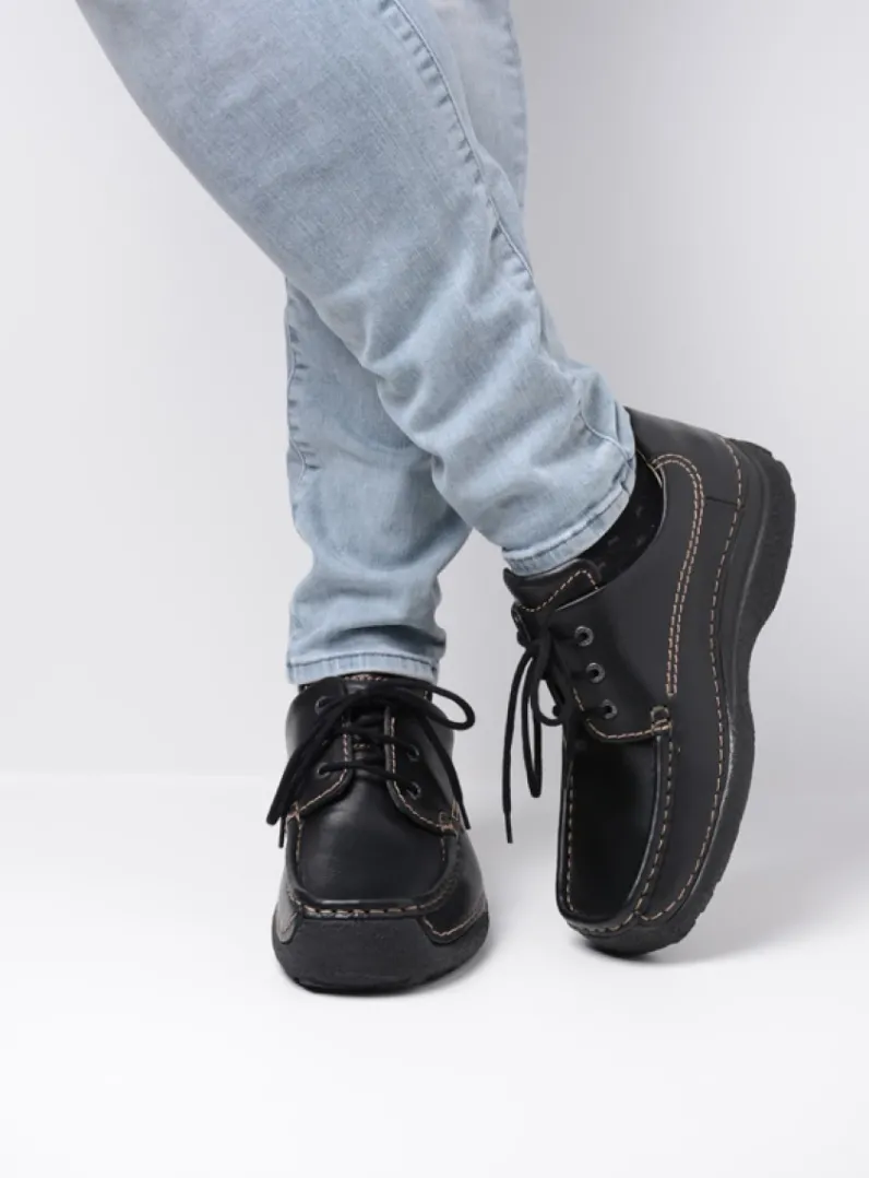 Heren Wolky Veterschoenen Heren|Comfortschoenen Heren<Roll Shoe Men - zwart leer