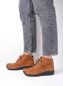 DAMES Wolky Hoge Veterschoenen|Herfst/Winter<Roll Shoot - cognac nubuck