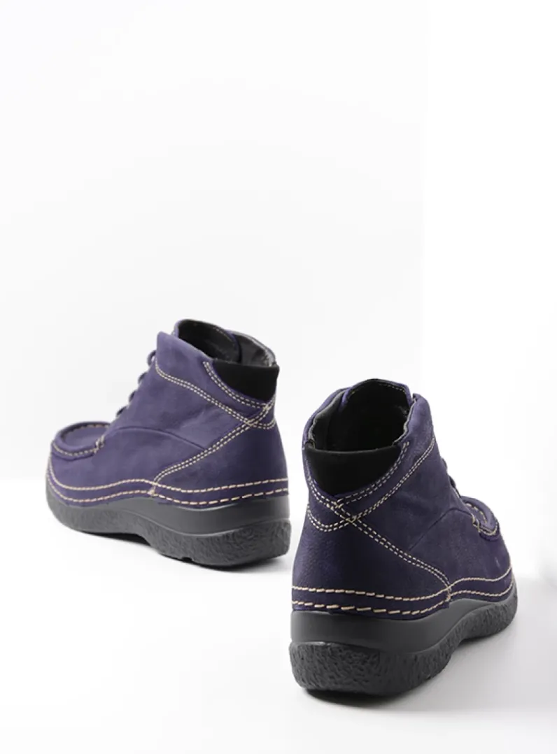 DAMES Wolky Hoge Veterschoenen|Herfst/Winter<Roll Shoot - paars nubuck