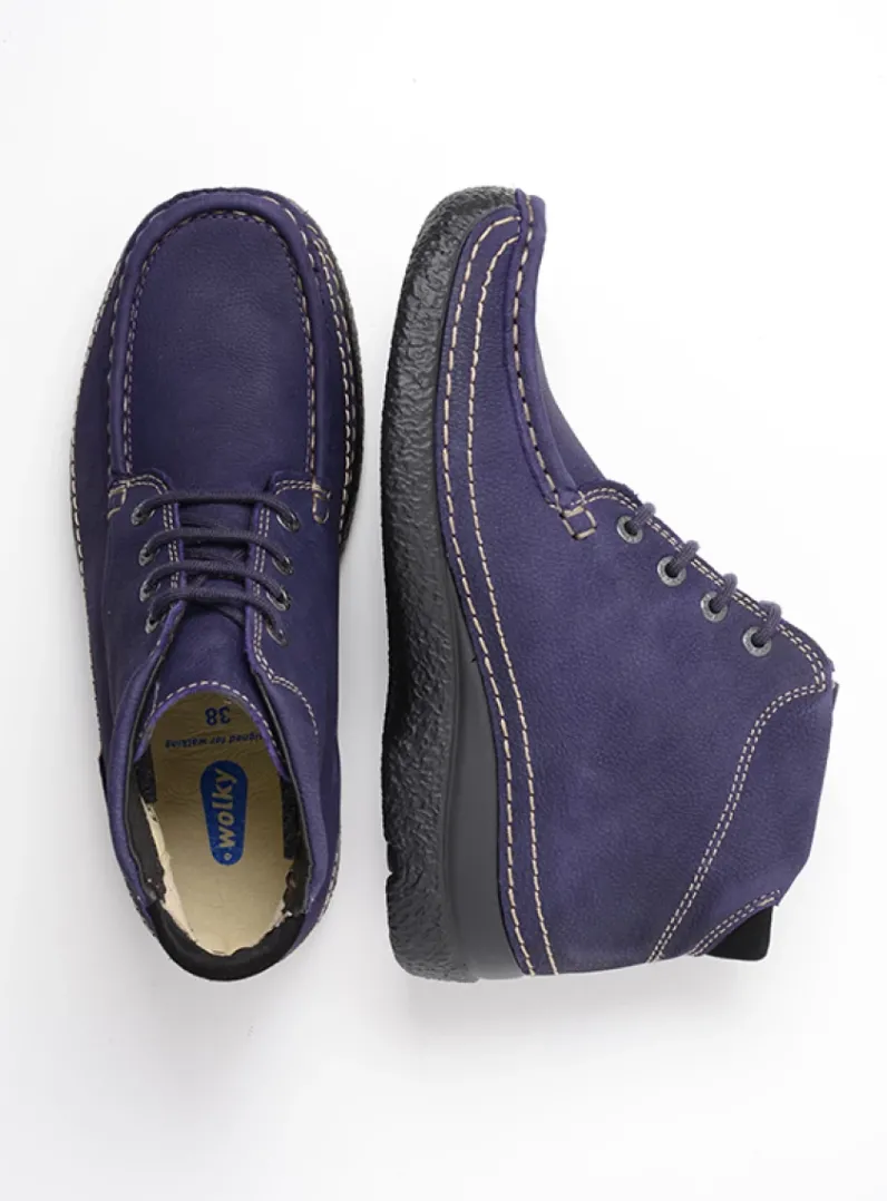 DAMES Wolky Hoge Veterschoenen|Herfst/Winter<Roll Shoot - paars nubuck