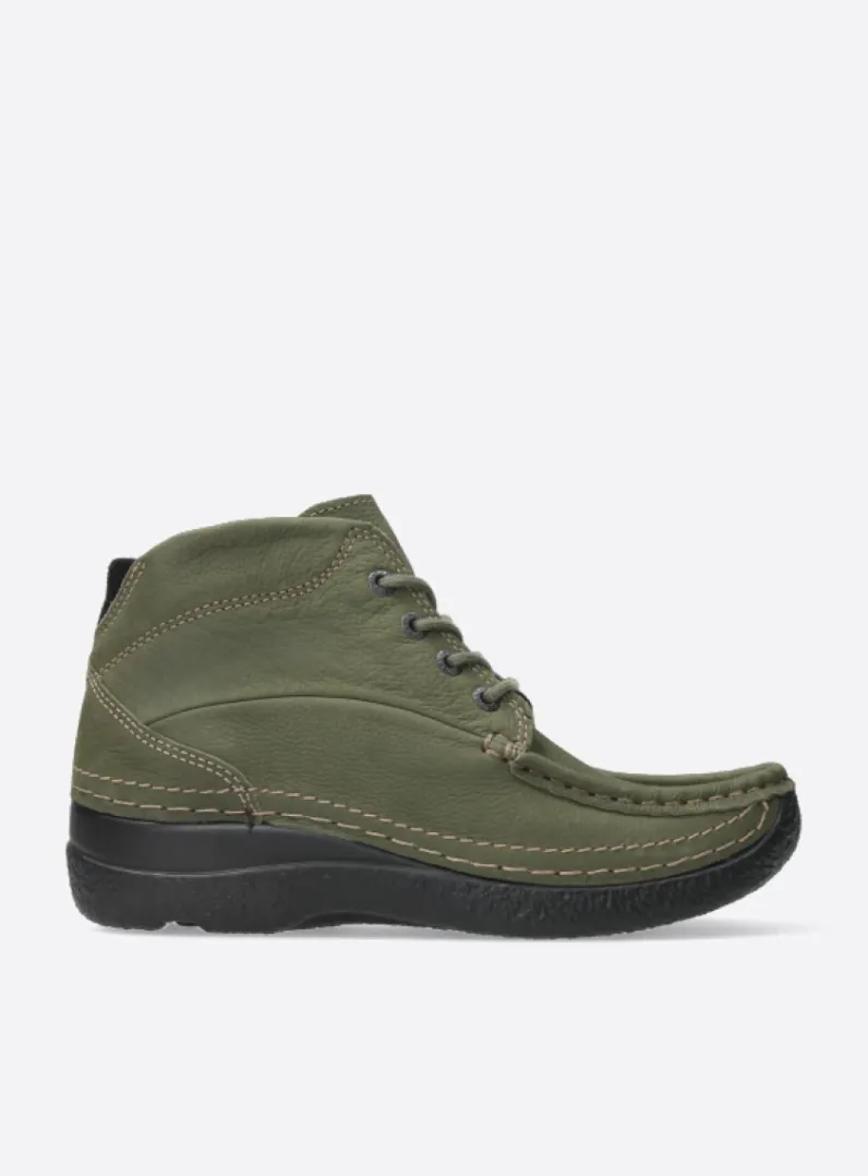 DAMES Wolky Hoge Veterschoenen|Herfst/Winter<Roll Shoot - pesto groen nubuck