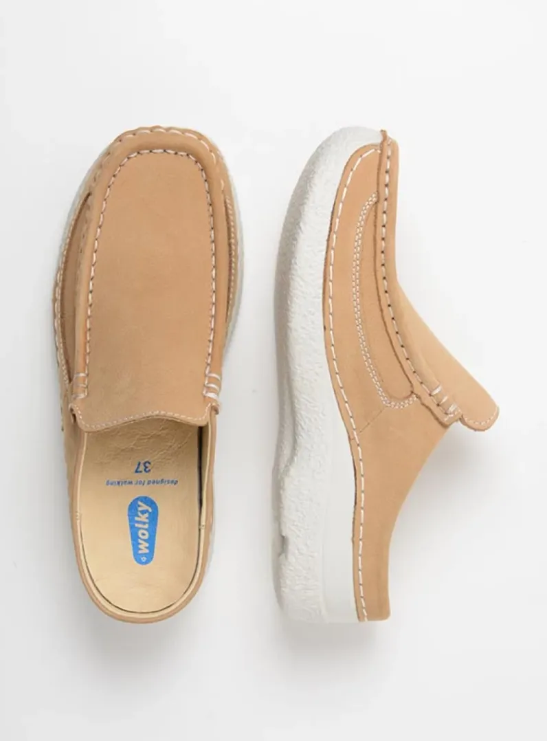 DAMES Wolky Slippers|Klompen<Roll Slide - beige nubuck