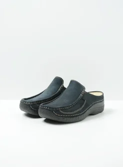 DAMES Wolky Slippers|Klompen<Roll Slide - blauw nubuck
