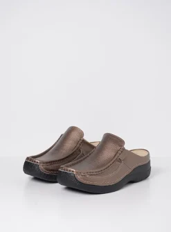 DAMES Wolky Slippers|Klompen<Roll Slide - brons geprint leer