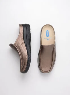 DAMES Wolky Slippers|Klompen<Roll Slide - brons geprint leer