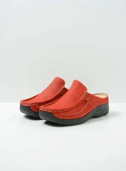 DAMES Wolky Slippers|Klompen<Roll Slide - donkerrood nubuck