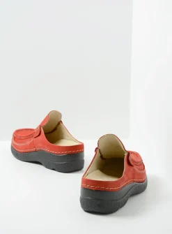 DAMES Wolky Slippers|Klompen<Roll Slide - donkerrood nubuck