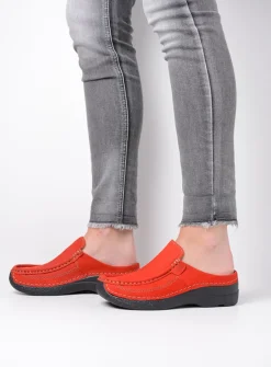 DAMES Wolky Slippers|Klompen<Roll Slide - donkerrood nubuck