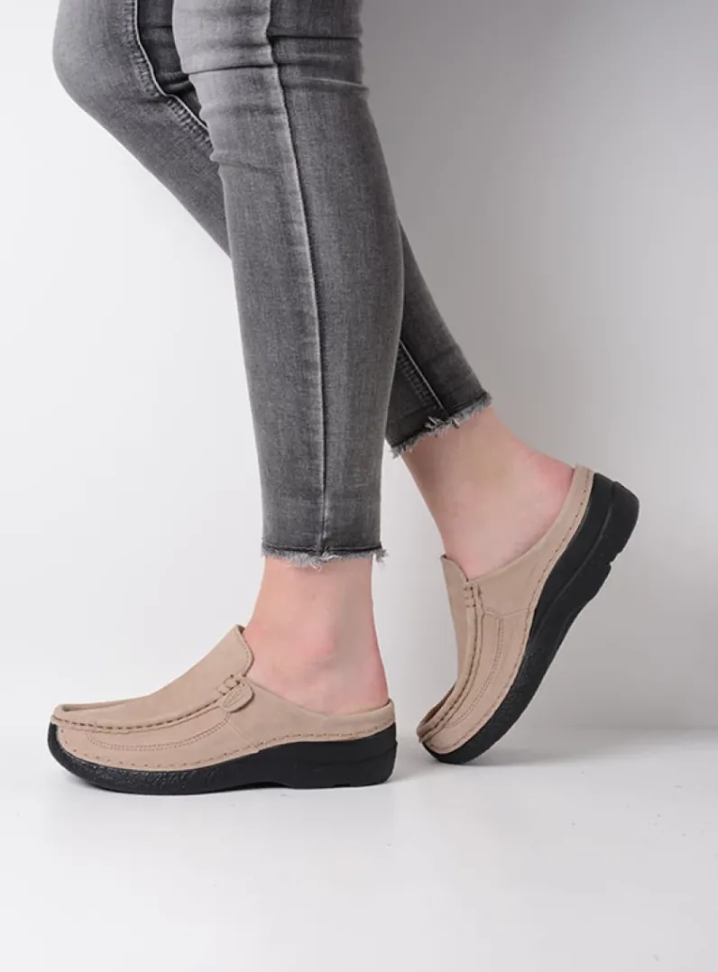 DAMES Wolky Slippers|Klompen<Roll Slide - safari nubuck