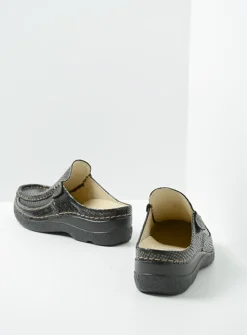 DAMES Wolky Slippers|Klompen<Roll Slide - slangenprint donkerbruin leer