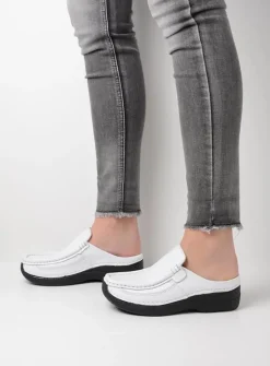 DAMES Wolky Slippers|Klompen<Roll Slide - wit geprint leer