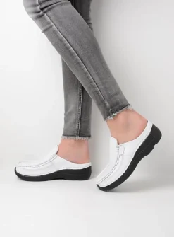 DAMES Wolky Slippers|Klompen<Roll Slide - wit geprint leer