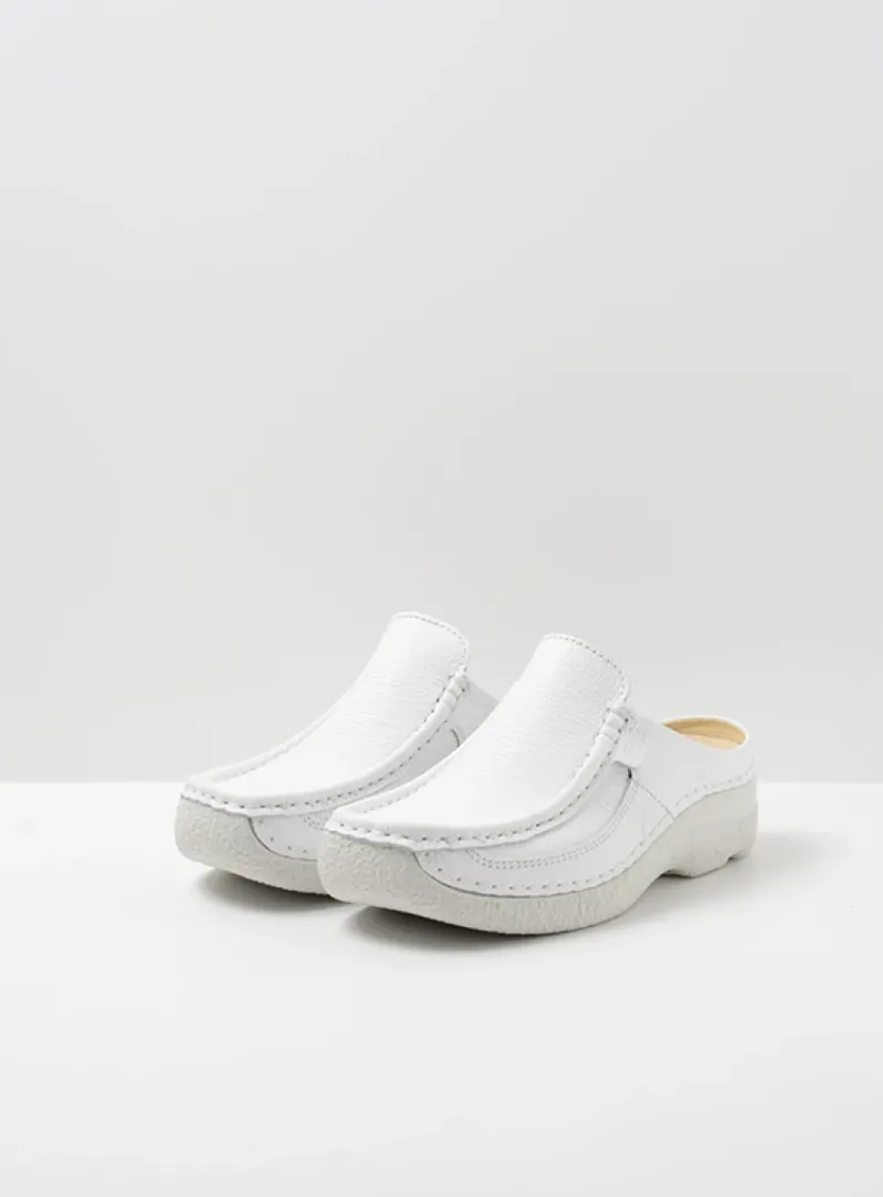DAMES Wolky Slippers|Klompen<Roll Slide - wit leer