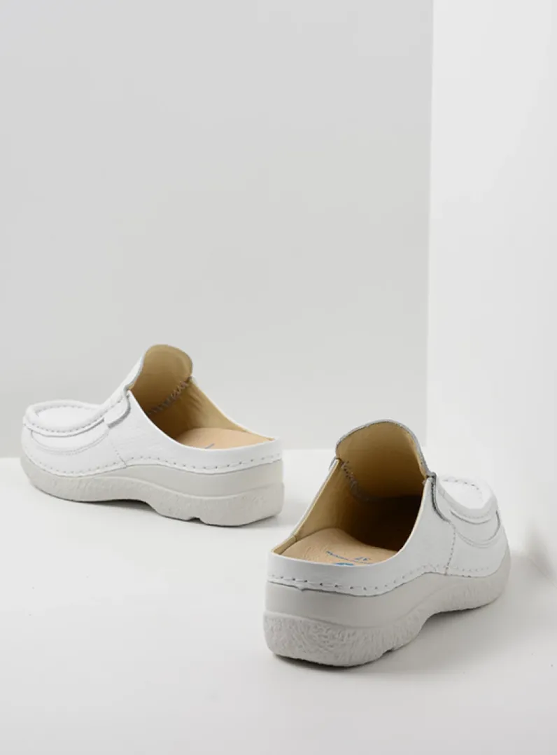DAMES Wolky Slippers|Klompen<Roll Slide - wit leer