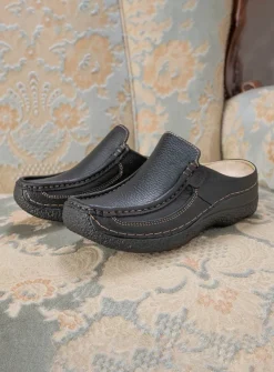 DAMES Wolky Slippers|Klompen<Roll Slide - zwart leer