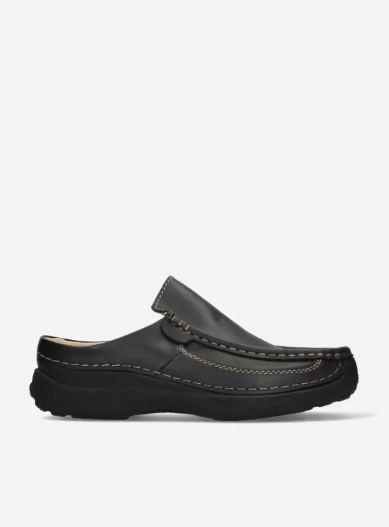Heren Wolky Slippers Heren|Klompen Heren<Roll Slide men - zwart leer