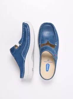 DAMES Wolky Slippers|Klompen<Roll Slipper - blauw effectleer