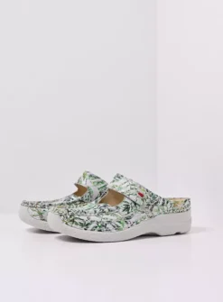 DAMES Wolky Slippers|Klompen<Roll Slipper - gebroken wit/groen nubuck